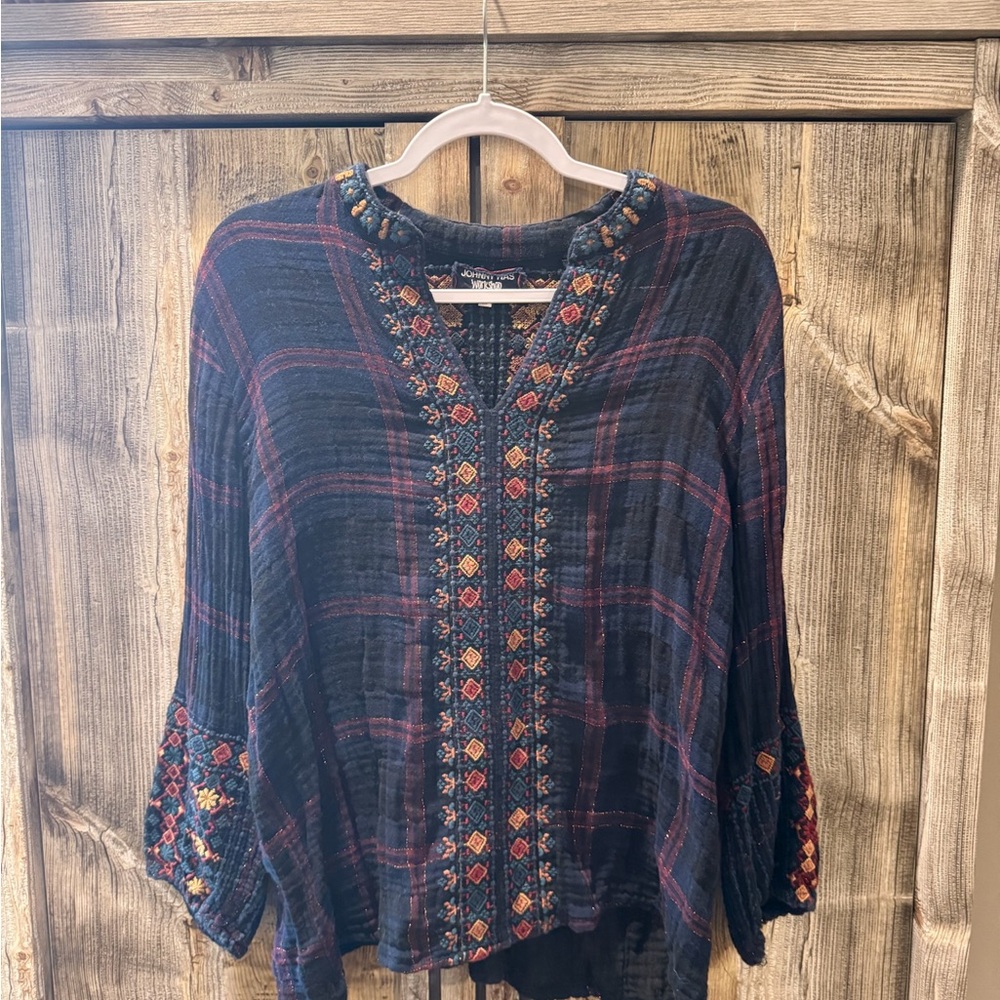 Johnny Was Multicolor Embroidered Top